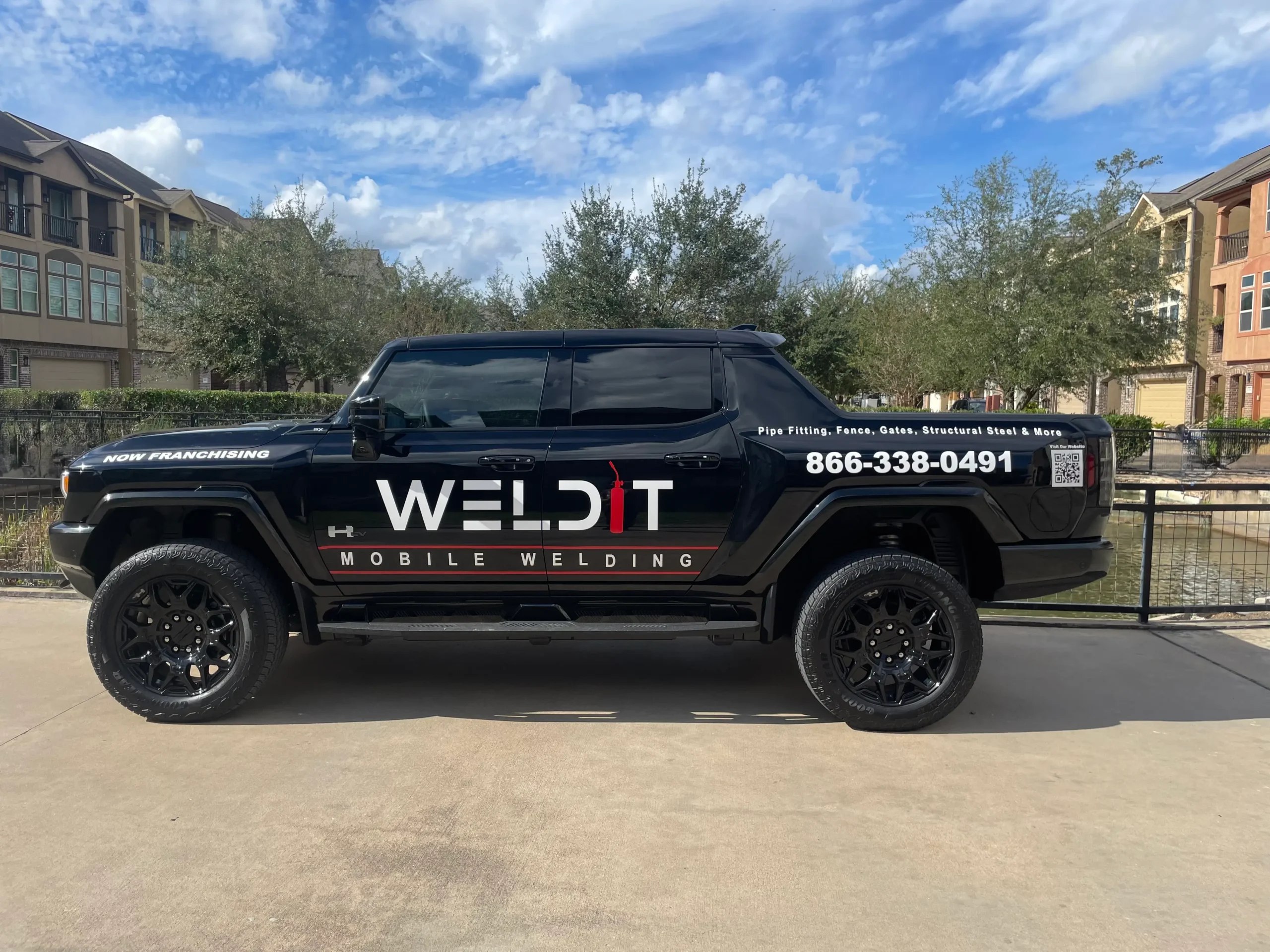 Fully equipped mobile welding rig in Houston, Texas, outfitted for onsite structural repairs and emergency fabrication.